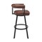 Armen Living Nolagam Swivel Counter Stool in Black Metal with Brown Faux Leather 840254335578 - alternate 2